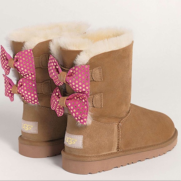 UGG | Shoes | Authentic Ugg Pink Bow Boots Girls Size 1 | Poshmark
